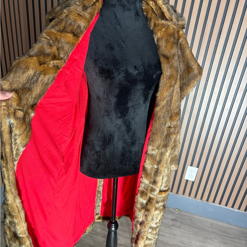 Avec Les Filles Brown Faux Fur Trench Coat - Picture 4 of 7